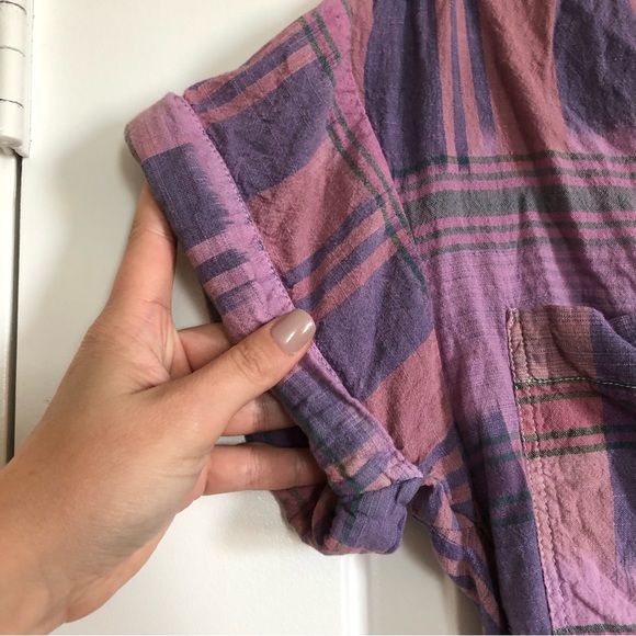 Pilcro plaid cotton popover blouse size medium - Picture 6 of 6